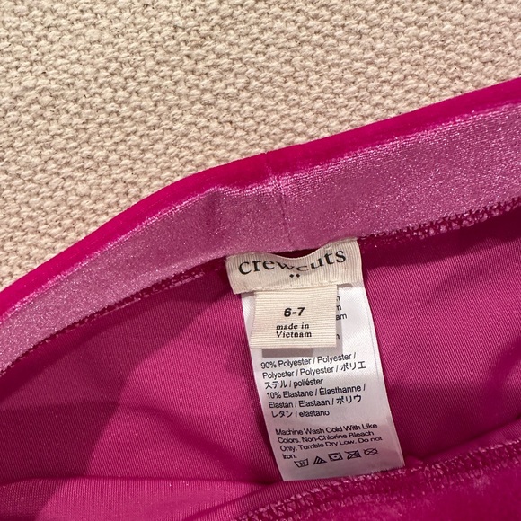 J Crew Crewcuts Pink Velvet Holiday leggings size 6-7 EUC - Picture 2 of 2